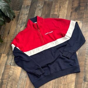 TOMMY JEANS HILFIGER l Red White Blue Quarter Zip Large